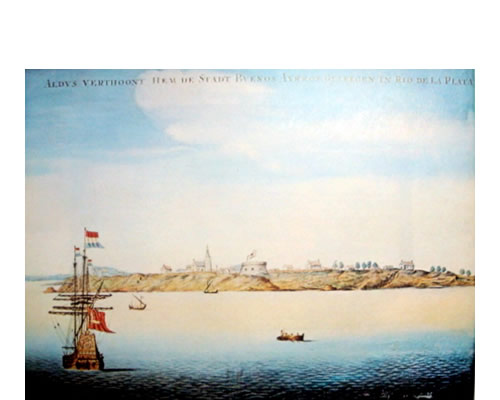 Primera vista conocida de Buenos Aires, pintada hacia 1628 por un holandés.
